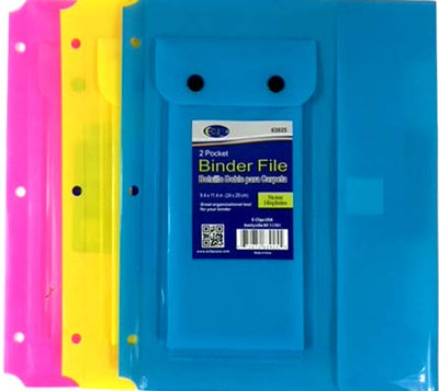 Binder Accessory File, 2 Pocket, Neon Colors: Yellow, Green, Blue, Case Pack of 48,  Ideal for Bulk Buyers