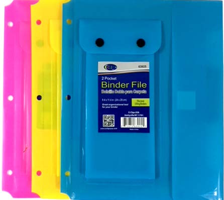 Binder Accessory File, 2 Pocket, Neon Colors: Yellow, Green, Blue, Case Pack of 48,  Ideal for Bulk Buyers