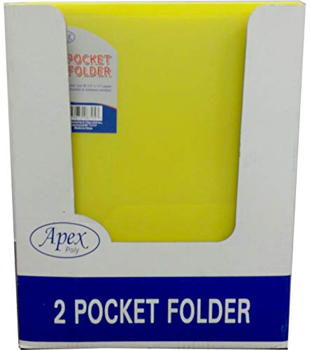 2 Pocket Poly Folder, No Holes, Yellow, in Display, Case Pack of 48, Ideal for Bulk Buyers