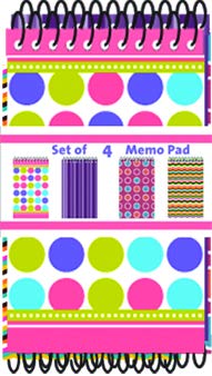 Memo Pads - Assorted designs in Display 4 Pack, Case Pack of 48, Ideal for Bulk Buyers