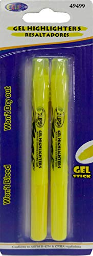Gel Highlighters, 2 pk, Yellow, Case Pack of 48, Ideal for Bulk Buyers
