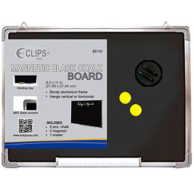 Black Magnetic Board 8.5"x 11", Includes, Chalk Marker, 2 Magnets, 1 Eraser, Case Pack of 36, Ideal for Bulk Buyers