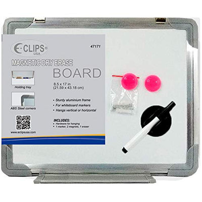 White Magnetic Board 8.5"x 17", Includes 1 Marker, 2 Magnets, 1 Eraser, Case Pack of 24, Ideal for Bulk Buyers