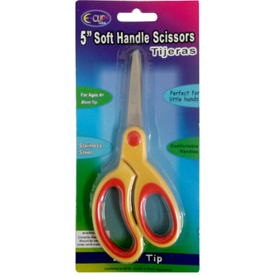 Childrens Scissors, Soft handles, Blunt Tip, 5" , Case Pack of 48 , Ideal for Bulk Buyers