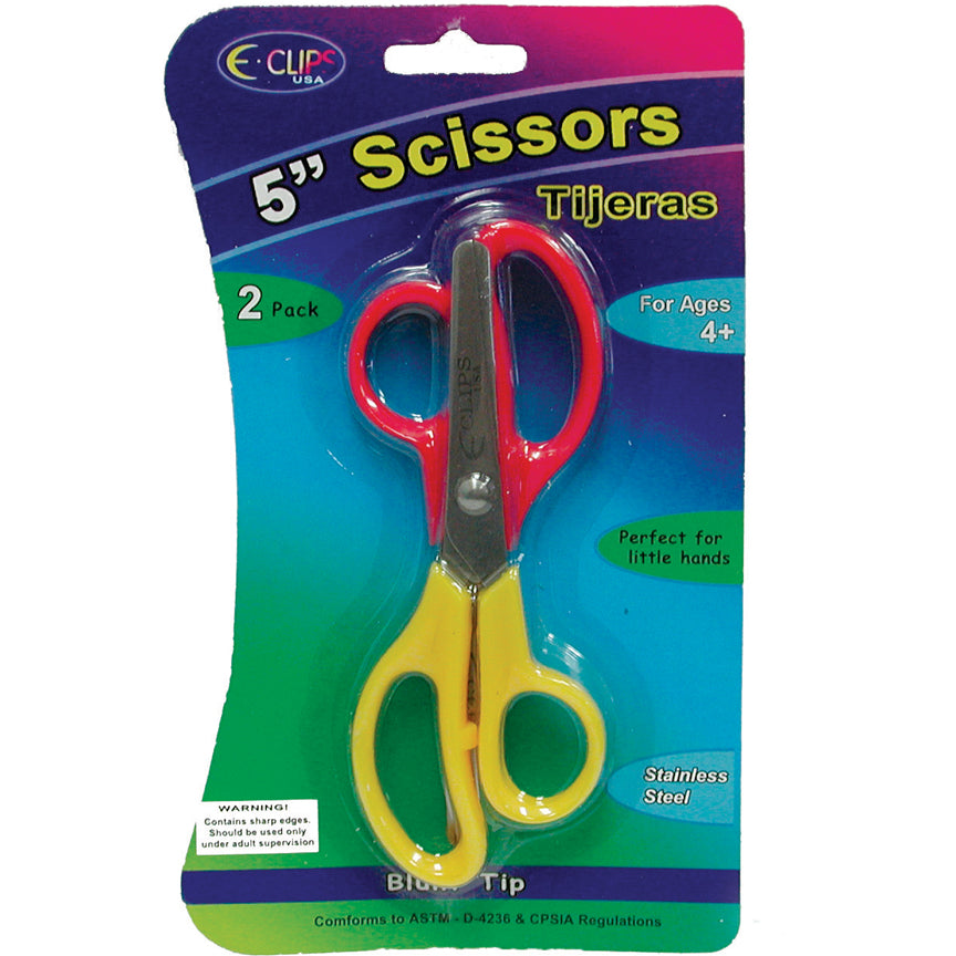 Children Scissors, Blunt Tips, 2 Pk., 5", Case Pack of 48 , Ideal for Bulk Buyers