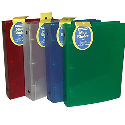 BEAUTONE Mini Binder, 7" x 9" Holds 175- Sheets - Assorted Colors, Case Pack of 72,