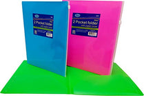 2 Pocket Folder with Zip Envelope, Neon Colors, in Display, Case Pack of 48, Ideal for Bulk Buyers