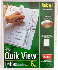 POSTFAX Quick View Tab Dividers 5pk with Wrap Around Labels, Case Pack of 24, Ideal for Bulk Buyers