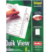 POSTFAX Quick View Tab Dividers 8pk with Wrap Around Labels, Case Pack of 24, Ideal for Bulk Buyers