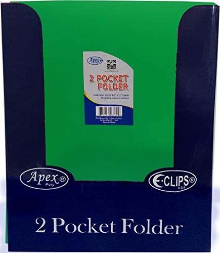 AUKSales 2 Pocket Poly Folder, with Holes, Green, Case Pack of 48, Ideal for Bulk Buyers