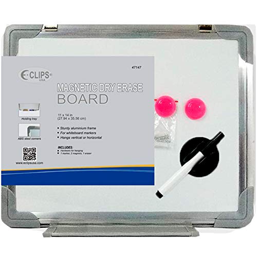 White Magnetic Board 11"x 14", Includes 1 Marker, 2 Magnets, 1 Eraser, Case Pack of 24, Ideal for Bulk Buyers