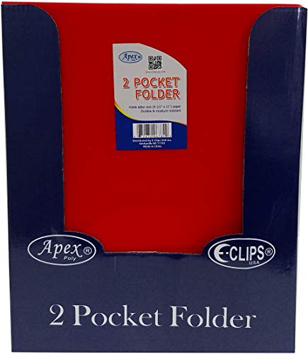 AUKSales 2 Pocket Poly Folder, with Holes, Red, Case Pack of 48, Ideal for Bulk Buyers
