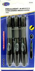 Permanent Markers, Chisel tip, 3 pk, black ink, Case Pack of 24, Ideal for Bulk Buyers