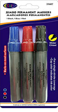 Jumbo Permanent Markers, Wider Chisel Tip, 3pk, Black, Blue & Red ink, Case Pack of 24, Ideal for Bulk Buyers