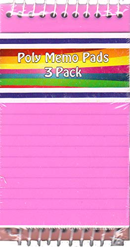 Poly memo pads, 3pk, 80 sheets each= 240 pages total. Assorted colors in display, Case Pack of 48, Ideal for Bulk Buyers