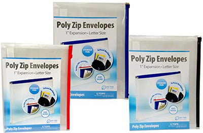 Poly Zip Envelope, 10"x 13", Assorted Colors, Case Pack of 36, Ideal for Bulk Buyers