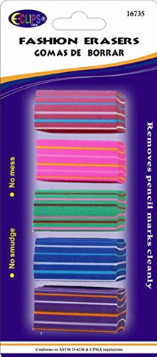 Fashion Erasers 5pk, Case Pack of 24, Ideal for Bulk Buyers