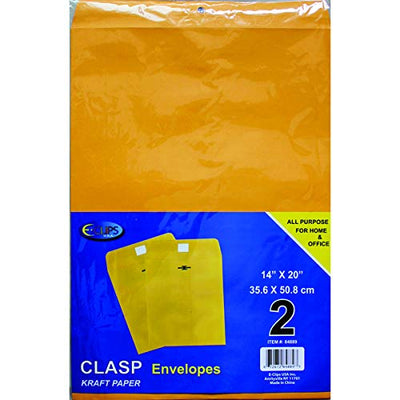 Clasp Envelopes, 14" x 20", 2 pk, Case Pack of 48, Ideal for Bulk Buyers
