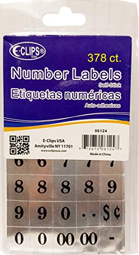 Number Labels, 378 ct, Gold & Silver, 1/2" x 3/4" app, Case Pack of 36, Ideal for Bulk Buyers