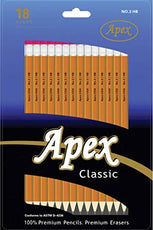 APEX Classic #2 Pencils, 18pk, Boxed, Sharpened, Case Pack of 48, Ideal for Bulk Buyers