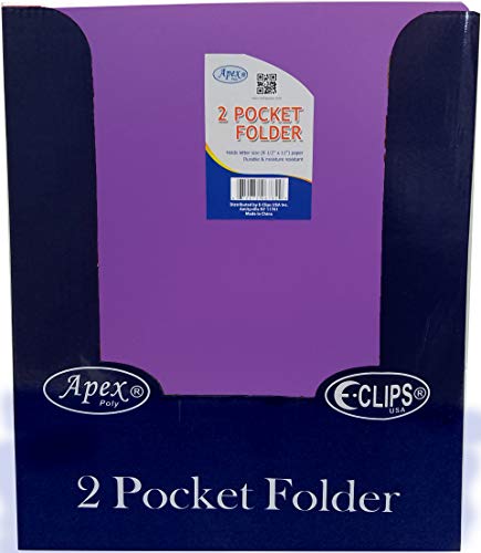 2 Pocket Poly Folder, no Holes, matt/Shinny, Purple, in Display, Case Pack of 48,
