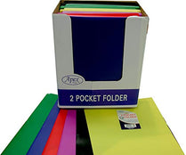 AUKSales 2 Pocket Poly Folder, 3 Holes, Asst. Colors, in Display, Case Pack of 48, Ideal for Bulk Buyers