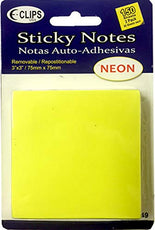 Sticky Notes, 50 Sheets Each, 3 Pk, (150 Total Sheets), neon Yellow, Case Pack of 24, Ideal for Bulk Buyers