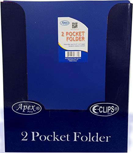2 Pocket Poly Folder, no Holes, matt/Shinny, Navy, in Display, Case Pack of 48,