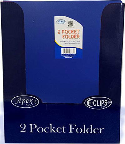 2 Pocket Poly Folder, no Holes, matt/Shinny, Navy, in Display, Case Pack of 48,