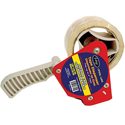 Packing Tape, Crystal Clear, 2"x 55 Yards, with Industrial Dispenser, Case Pack of 12, Ideal for Bulk Buyers