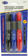 Permanent Markers, Chisel tip, 3pk, Black, Blue & Red ink Case Pack of 24, Ideal for Bulk Buyers