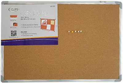 Cork Board 24"x 36", Includes 5 Push pins, Case Pack of 4, Ideal for Bulk Buyers