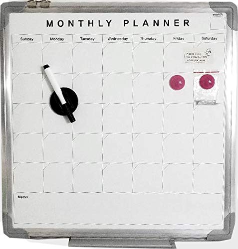 White Magnetic Calendar Board, 18"x 18", Includes 1 Marker, 1 Eraser, 2 Magnets, Case Pack of 12, Ideal for Bulk Buyers