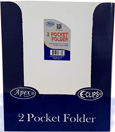 AUKSales 2 Pocket Poly Folder, with Holes, White, Case Pack of 48, Ideal for Bulk Buyers