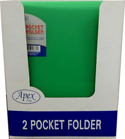 2 Pocket Poly Folder, No Holes, Green, in Display, Case Pack of 48, Ideal for Bulk Buyers