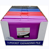 Expanding File, Letter Size, 7 Pockets, Blue, Red, Purple, Black, Case Pack of 16