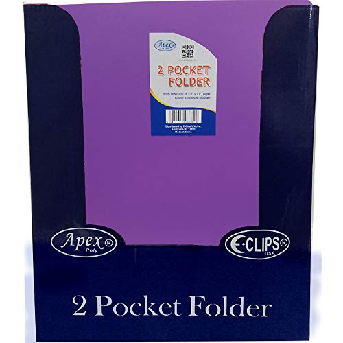 AUKSales 2 Pocket Poly Folder, with Holes, Purple, Case Pack of 48, Ideal for Bulk Buyers