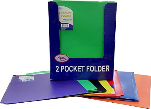 E-Clips 2 Pocket No Holes Poly Folder, Asst Colors in Display, Case Pack of 48,  Ideal for Bulk Buyers
