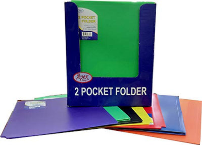 E-Clips 2 Pocket No Holes Poly Folder, Asst Colors in Display, Case Pack of 48,  Ideal for Bulk Buyers