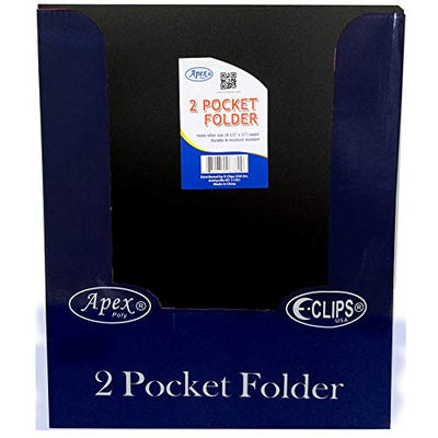 AUKSales 2 Pocket Poly Folder, with Holes, Black, Case Pack of 48, Ideal for Bulk Buyers