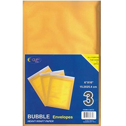 Bubble Envelope, Peel & Seal, 6"x 10", 3 pk, Case Pack of 48, Ideal for Bulk Buyers