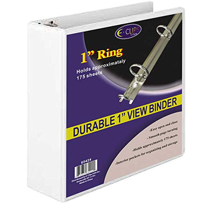 Vinyl View Binder, 1", White, Case Pack of 48, Ideal for Bulk Buyers