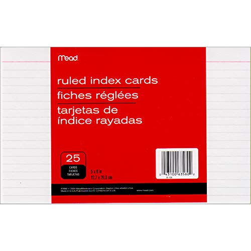 MEAD Index Cards, Ruled, 5"x 8", 25 ct, Case Pack of 72, Ideal for Bulk Buyers