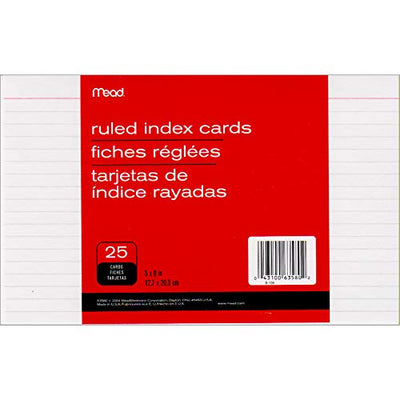 MEAD Index Cards, Ruled, 5"x 8", 25 ct, Case Pack of 72, Ideal for Bulk Buyers
