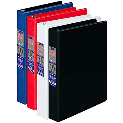 Vinyl Binder, 1/2", 2 Pockets, Asst. Colors: Black, Red, Blue, White, Case Pack of 24, Ideal for Bulk Buyers