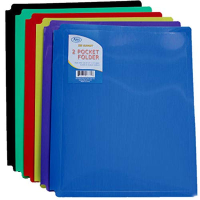 AUKSales 2 Pocket Poly Folder, Snap-in, Elegant, Asst. Colors, in Display, Case Pack of 60,