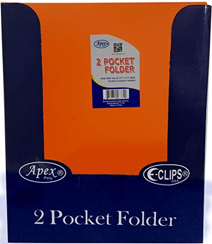 2 Pocket Poly Folder, no Holes, matt/Shinny,Orange, in Display, Case Pack of 48,