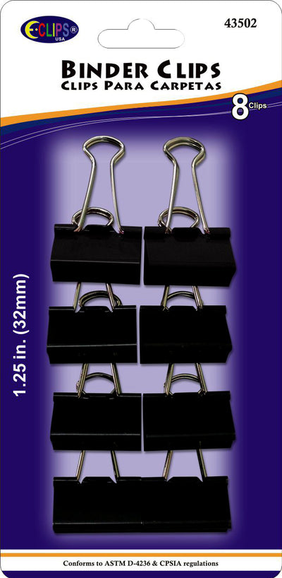 Binder Clips, 8pk, Black, Case Pack of 24 , Ideal for Bulk Buyers