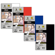 Poly cover 3 subject notebook 150 sheets with 6 pockets, Wide Ruled, Case Pack of 24, Ideal for Bulk Buyers