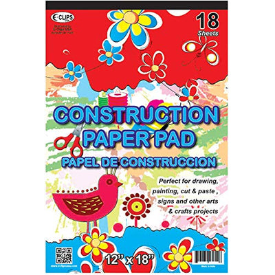 AUKSales Construction Paper Pad, 12"x 18", 18 Sheets, Case Pack of 48 , Ideal for Bulk Buyers